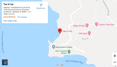 Location of The VI Cat Catamaran on St. Thomas at The Marriott